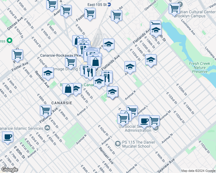 map of restaurants, bars, coffee shops, grocery stores, and more near in Brooklyn