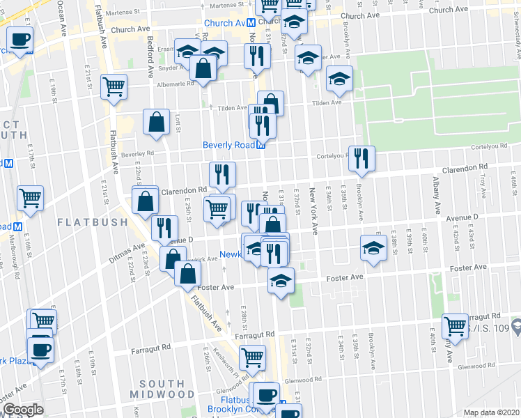 map of restaurants, bars, coffee shops, grocery stores, and more near in Brooklyn