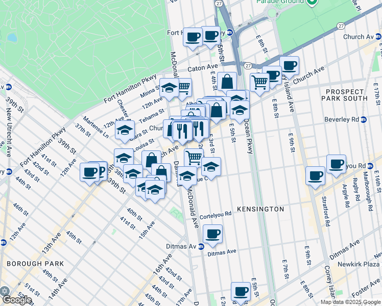 map of restaurants, bars, coffee shops, grocery stores, and more near in Brooklyn