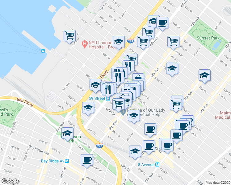 map of restaurants, bars, coffee shops, grocery stores, and more near in Brooklyn