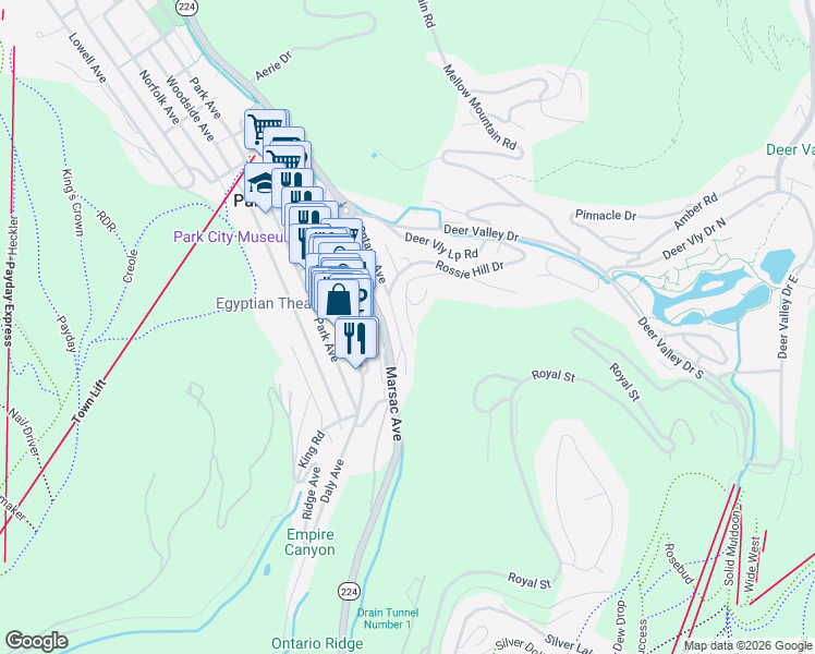 map of restaurants, bars, coffee shops, grocery stores, and more near 253 McHenry Street in Park City