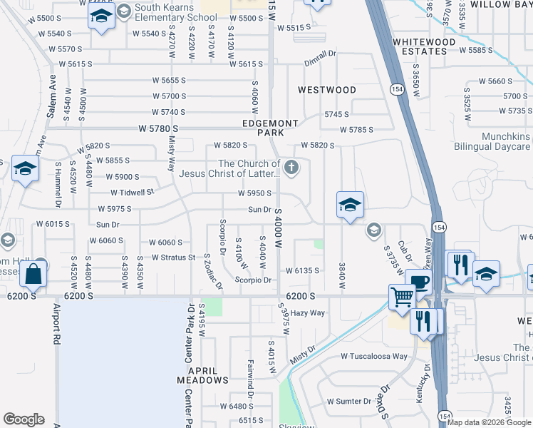 map of restaurants, bars, coffee shops, grocery stores, and more near 4021 West 5985 South in Kearns