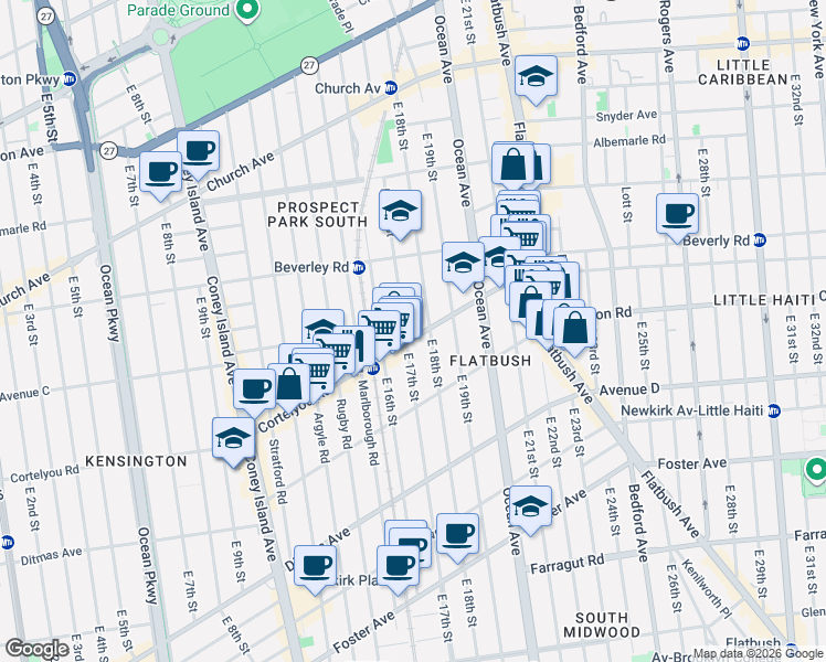map of restaurants, bars, coffee shops, grocery stores, and more near in Brooklyn