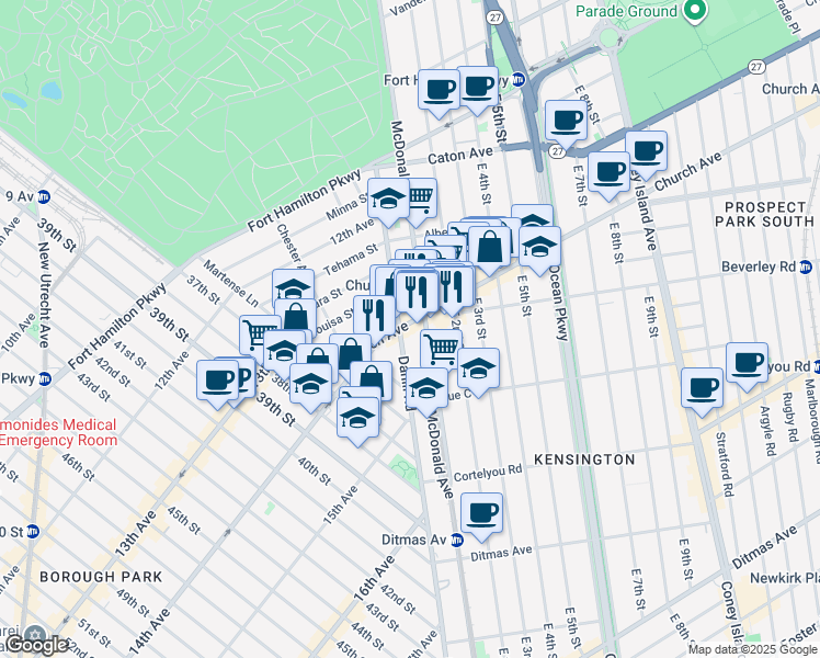 map of restaurants, bars, coffee shops, grocery stores, and more near in Brooklyn