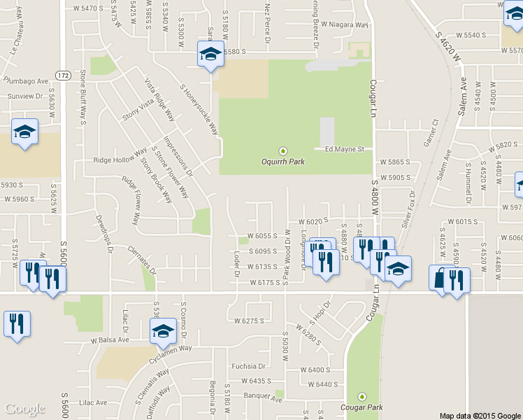 map of restaurants, bars, coffee shops, grocery stores, and more near 5987 South 5100 West in Salt Lake City