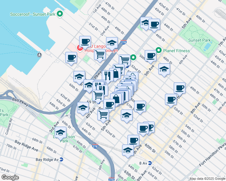 map of restaurants, bars, coffee shops, grocery stores, and more near in Brooklyn