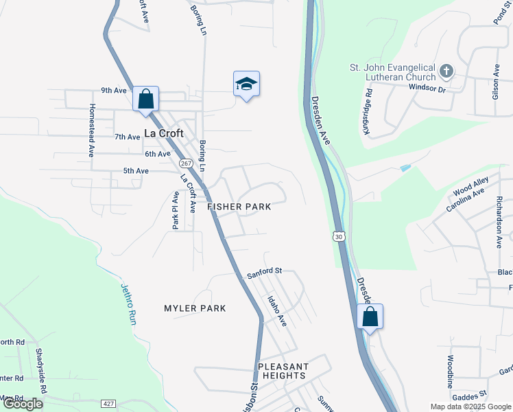 map of restaurants, bars, coffee shops, grocery stores, and more near 133 South Surry Road in East Liverpool