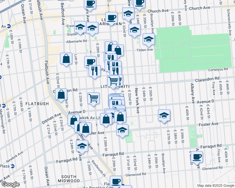 map of restaurants, bars, coffee shops, grocery stores, and more near in Brooklyn