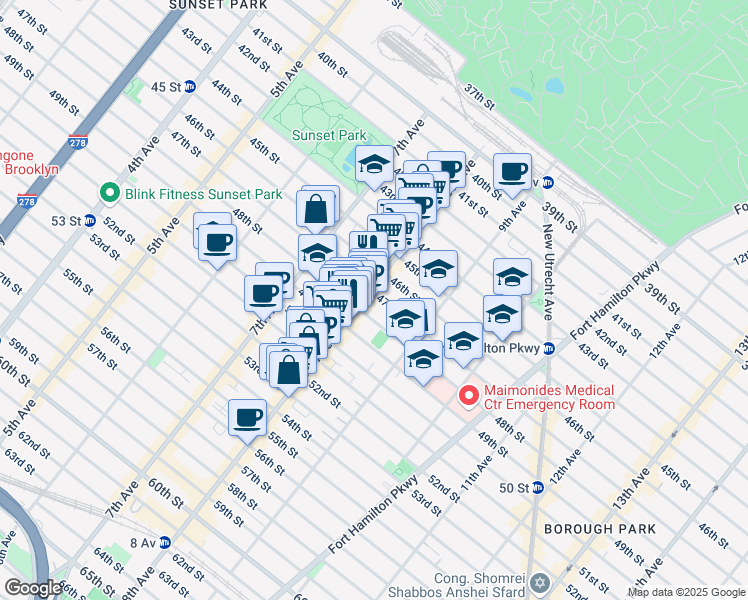 map of restaurants, bars, coffee shops, grocery stores, and more near 775 A 49th Street in Brooklyn