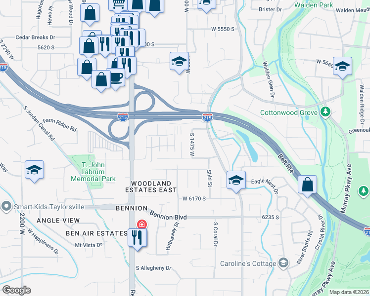 map of restaurants, bars, coffee shops, grocery stores, and more near 5981 Inheritance Court in Taylorsville