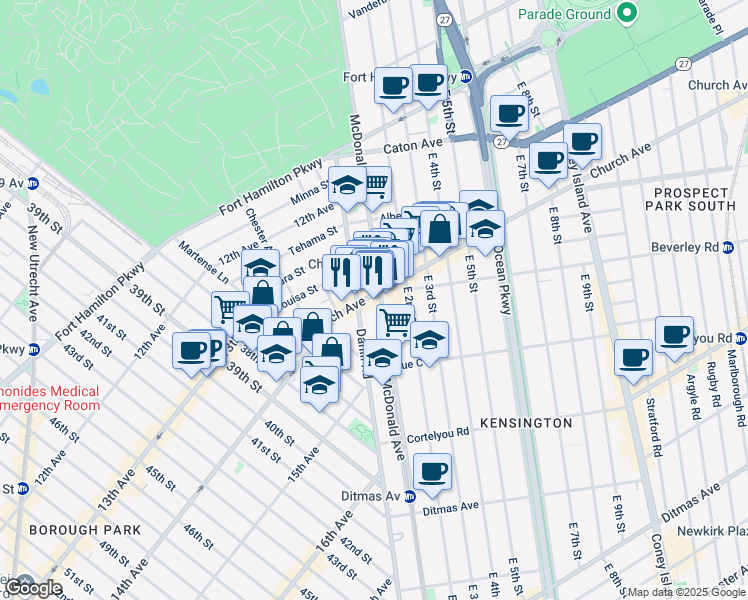 map of restaurants, bars, coffee shops, grocery stores, and more near in Brooklyn