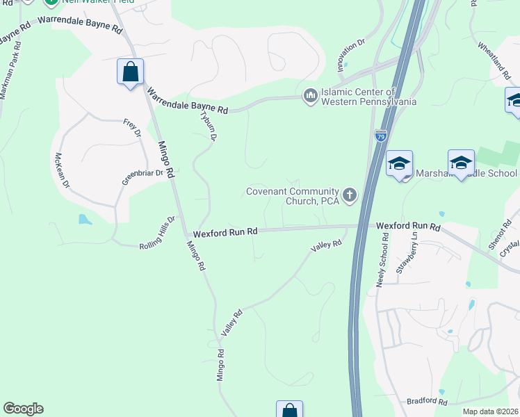 map of restaurants, bars, coffee shops, grocery stores, and more near 205 Malbec Lane in Wexford