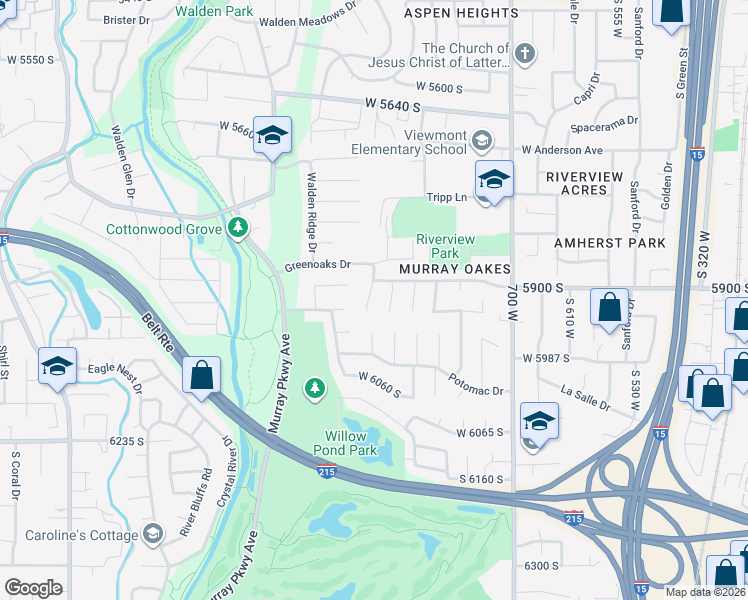 map of restaurants, bars, coffee shops, grocery stores, and more near 5917 Normandy Oaks Circle in Salt Lake City