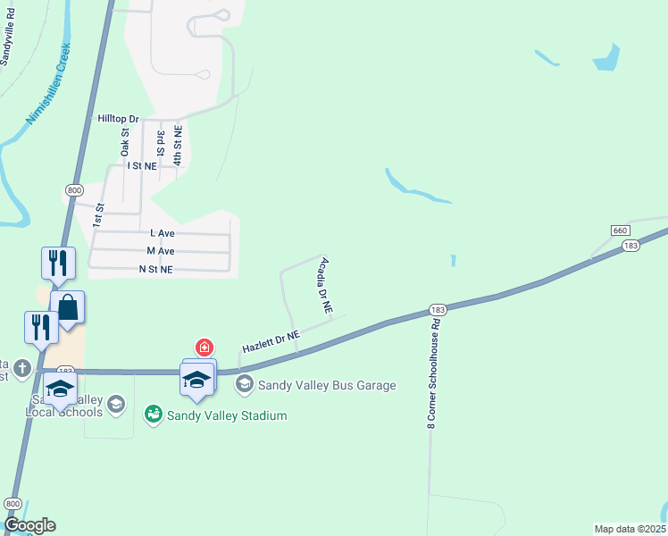 map of restaurants, bars, coffee shops, grocery stores, and more near 11311 Acadia Dr NE in Magnolia