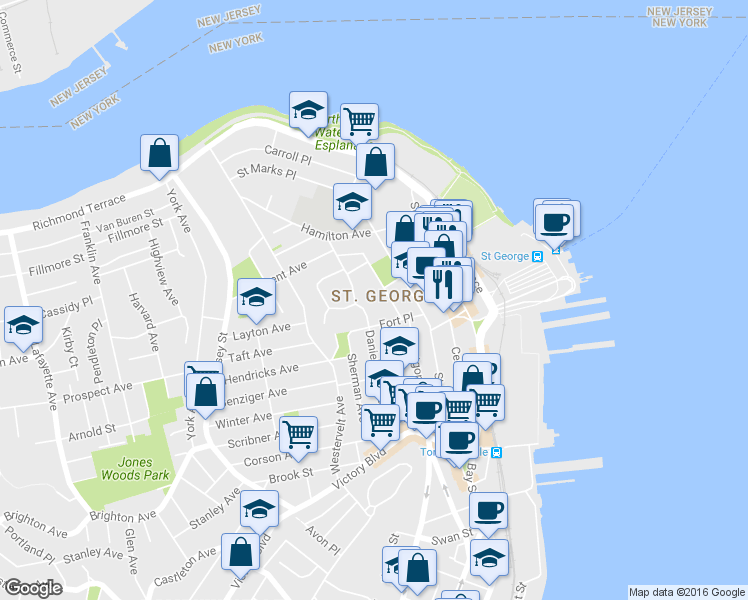 map of restaurants, bars, coffee shops, grocery stores, and more near 100 Daniel Low Terrace in Staten Island