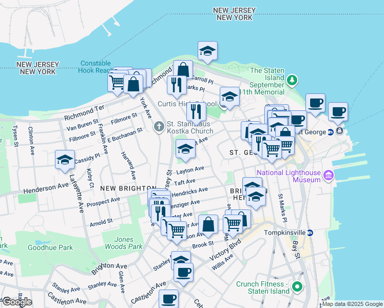 map of restaurants, bars, coffee shops, grocery stores, and more near 186 Beechwood Avenue in Staten Island