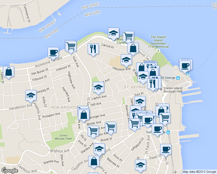 map of restaurants, bars, coffee shops, grocery stores, and more near 222 Westervelt Avenue in Staten Island