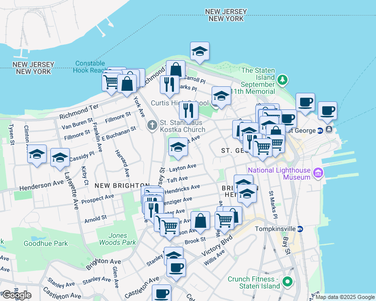 map of restaurants, bars, coffee shops, grocery stores, and more near 186 Beechwood Avenue in Staten Island