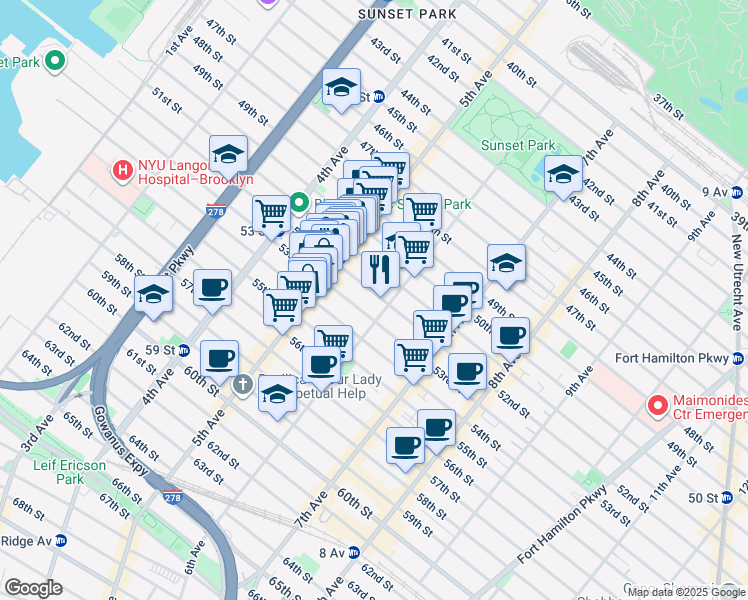 map of restaurants, bars, coffee shops, grocery stores, and more near in Brooklyn