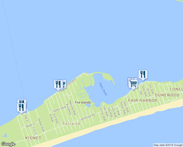 map of restaurants, bars, coffee shops, grocery stores, and more near 97 Bay Promenade in Bay Shore