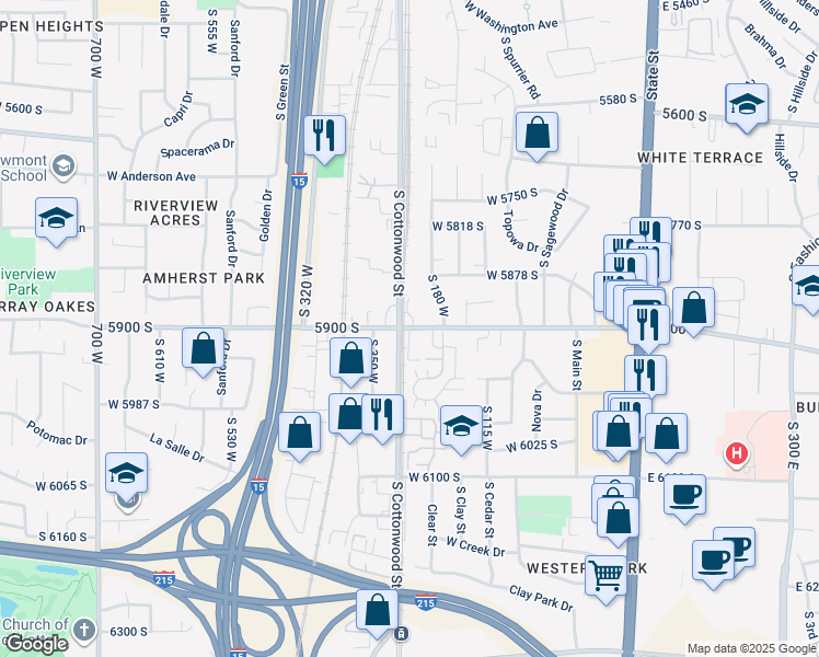 map of restaurants, bars, coffee shops, grocery stores, and more near in Murray