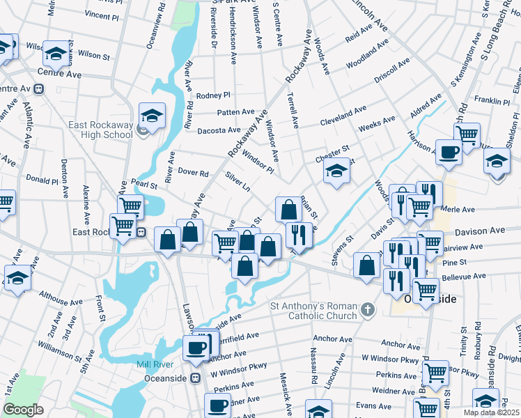 map of restaurants, bars, coffee shops, grocery stores, and more near 2805 Davison Street in Oceanside