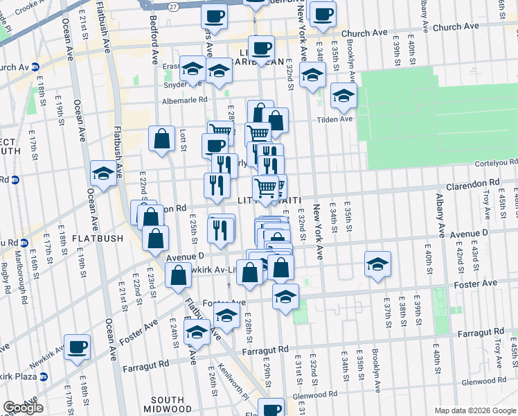 map of restaurants, bars, coffee shops, grocery stores, and more near in Brooklyn