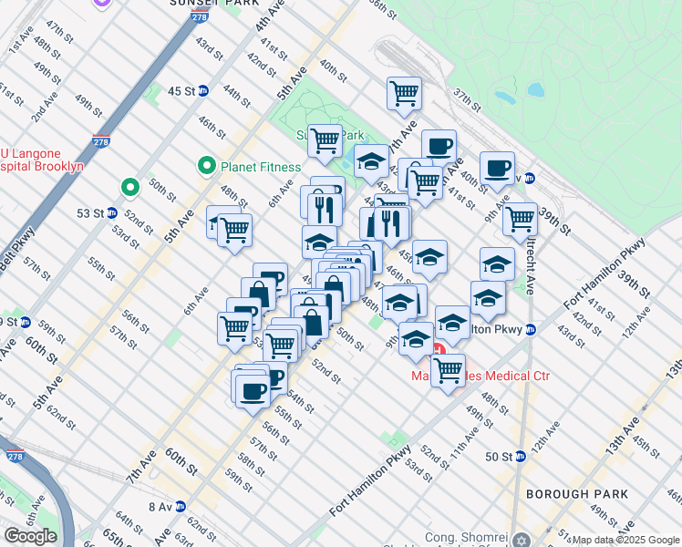 map of restaurants, bars, coffee shops, grocery stores, and more near 775 A 49th Street in Brooklyn