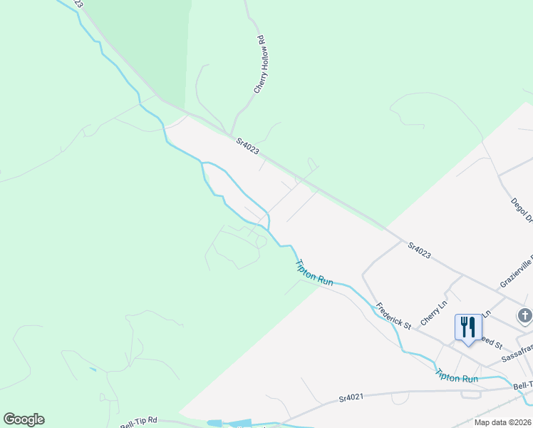 map of restaurants, bars, coffee shops, grocery stores, and more near Cedar Street in Tyrone