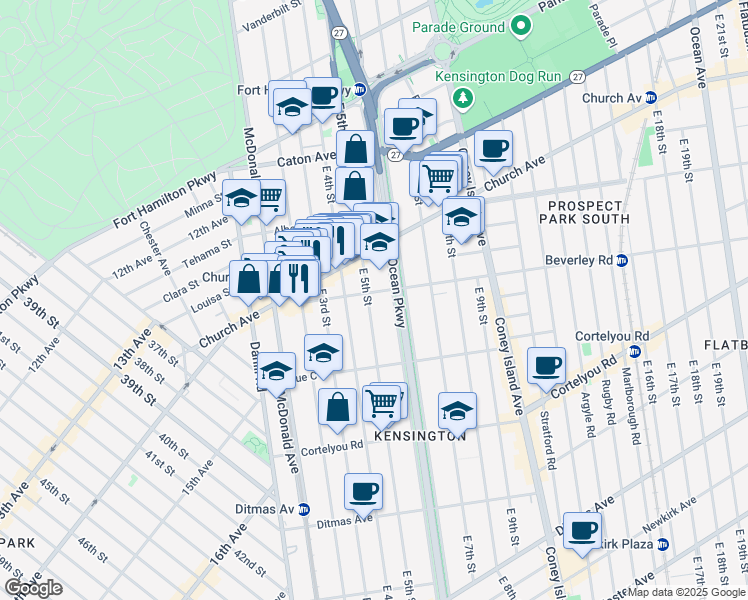 map of restaurants, bars, coffee shops, grocery stores, and more near in Brooklyn