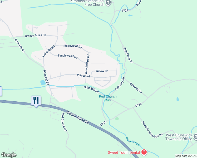 map of restaurants, bars, coffee shops, grocery stores, and more near 3201 Village Road in Orwigsburg