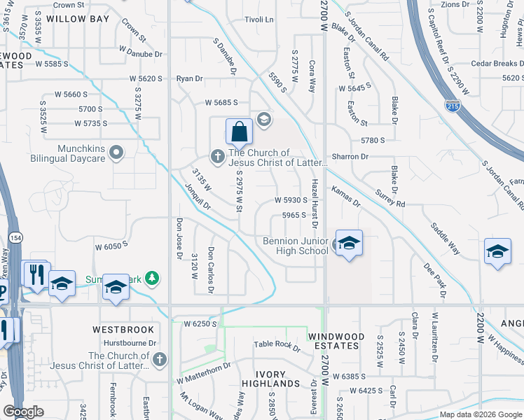 map of restaurants, bars, coffee shops, grocery stores, and more near 5984 Cayenne Drive in Salt Lake City
