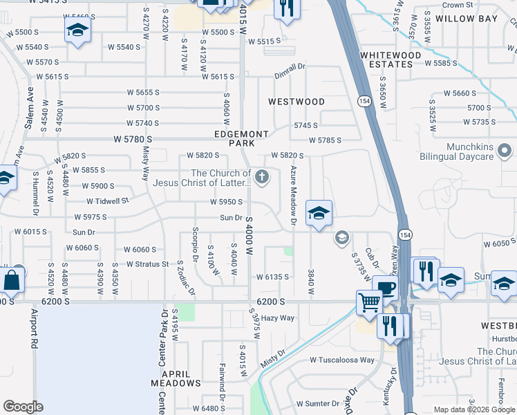 map of restaurants, bars, coffee shops, grocery stores, and more near 3961 5965 South in Kearns
