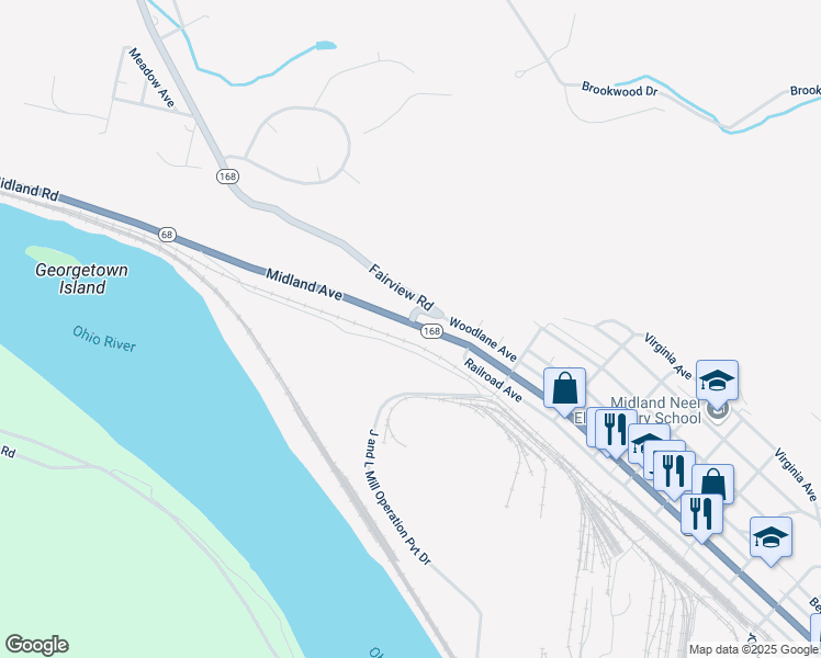 map of restaurants, bars, coffee shops, grocery stores, and more near 86 Midland Avenue in Midland