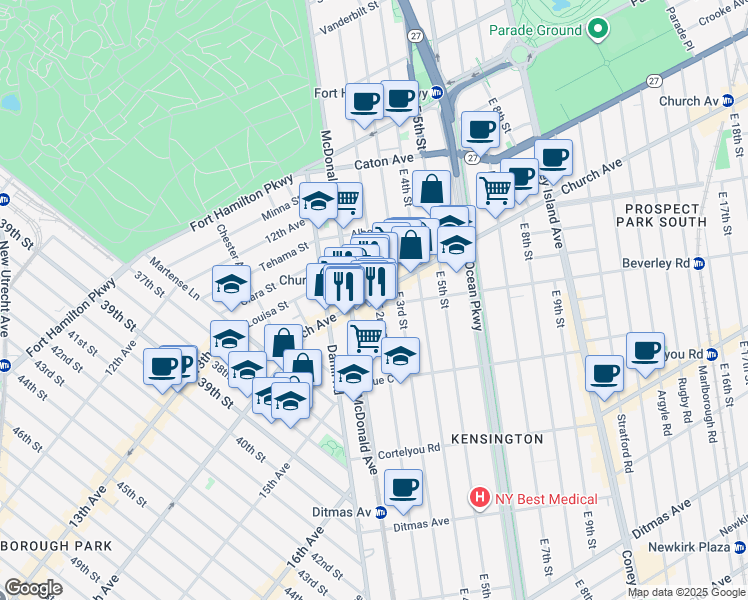 map of restaurants, bars, coffee shops, grocery stores, and more near in Brooklyn