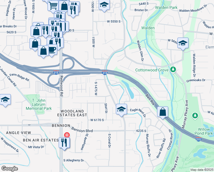 map of restaurants, bars, coffee shops, grocery stores, and more near 5920 1300 West in Taylorsville