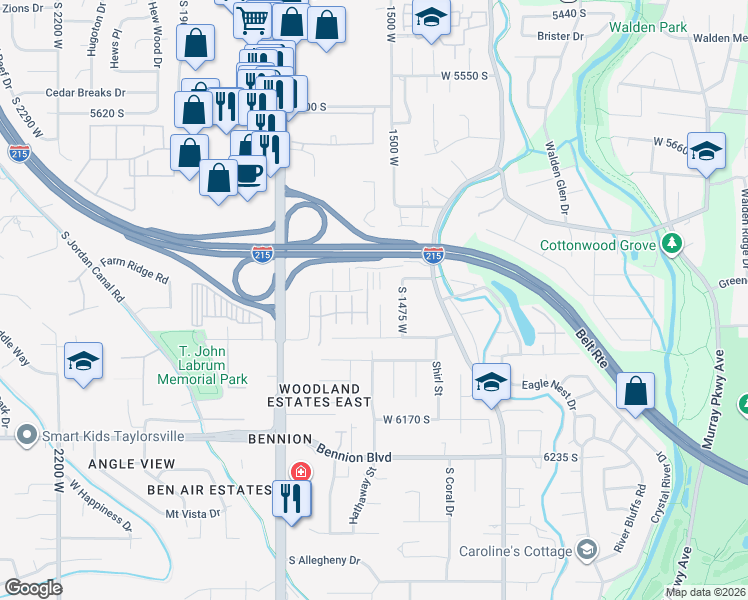 map of restaurants, bars, coffee shops, grocery stores, and more near 5981 Inheritance Court in Taylorsville