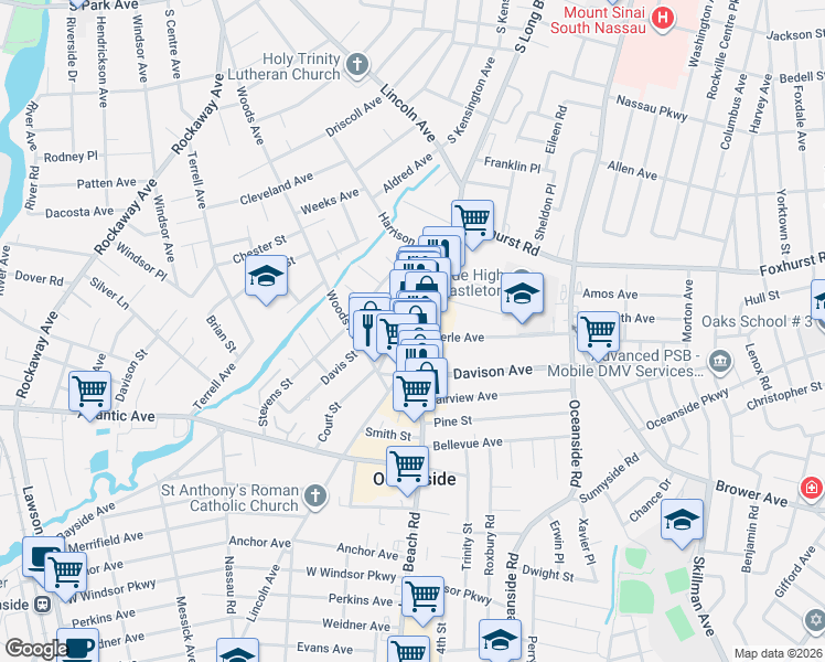 map of restaurants, bars, coffee shops, grocery stores, and more near 2818 Long Beach Road in Oceanside