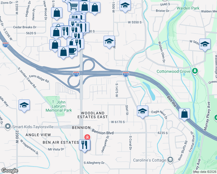 map of restaurants, bars, coffee shops, grocery stores, and more near 5981 Inheritance Court in Taylorsville