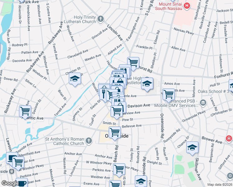 map of restaurants, bars, coffee shops, grocery stores, and more near 2818 Long Beach Road in Oceanside