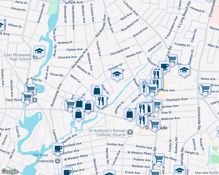 map of restaurants, bars, coffee shops, grocery stores, and more near 2872 Terrell Avenue in Oceanside