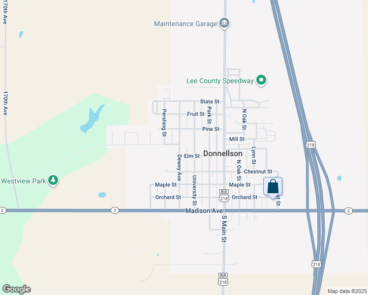 map of restaurants, bars, coffee shops, grocery stores, and more near 420 University Street in Donnellson