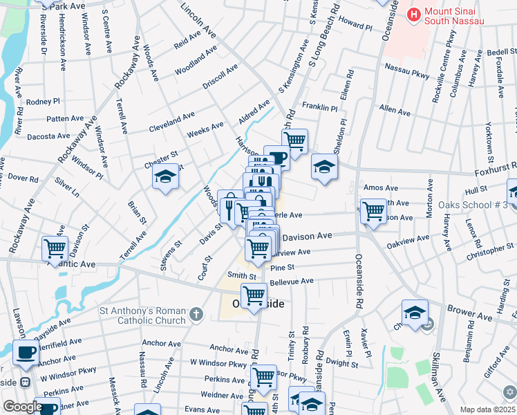 map of restaurants, bars, coffee shops, grocery stores, and more near 2821 Long Beach Road in Oceanside