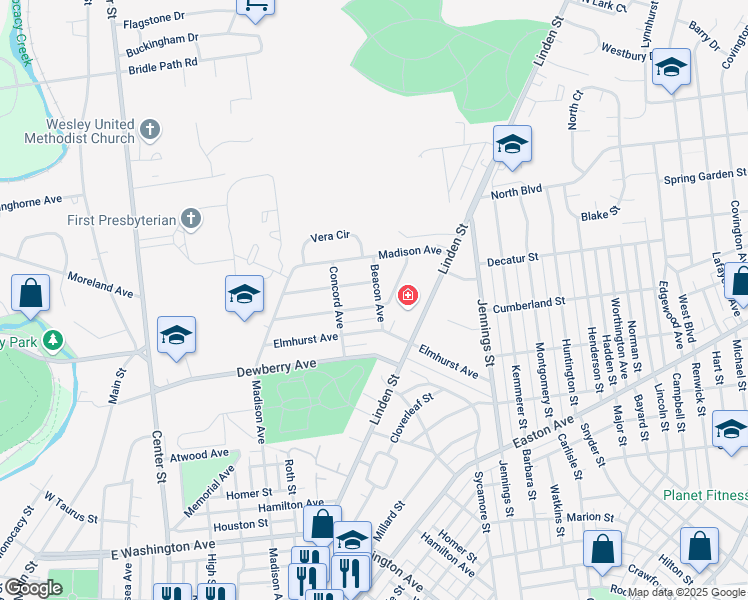 map of restaurants, bars, coffee shops, grocery stores, and more near 2328 Beacon Avenue in Bethlehem