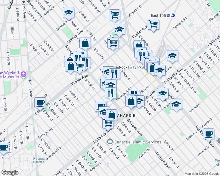 map of restaurants, bars, coffee shops, grocery stores, and more near in Brooklyn