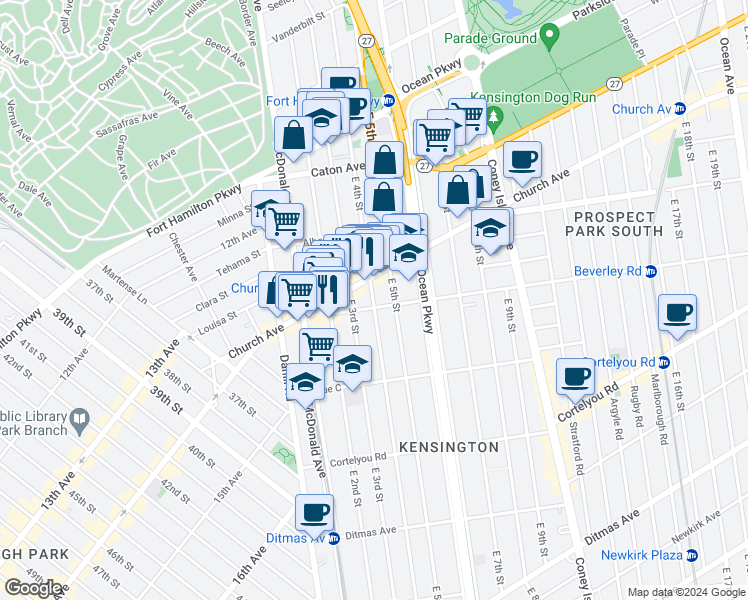 map of restaurants, bars, coffee shops, grocery stores, and more near in Brooklyn
