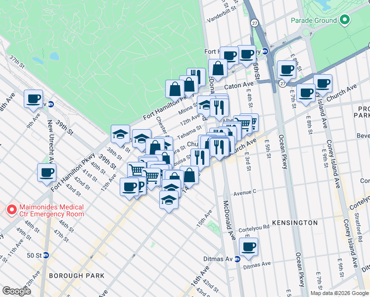 map of restaurants, bars, coffee shops, grocery stores, and more near 71 Clara Street in Brooklyn
