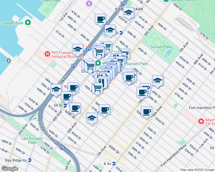 map of restaurants, bars, coffee shops, grocery stores, and more near in Brooklyn