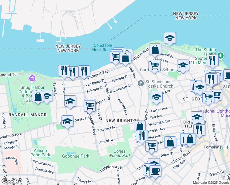 map of restaurants, bars, coffee shops, grocery stores, and more near 32 Eadie Place in Staten Island