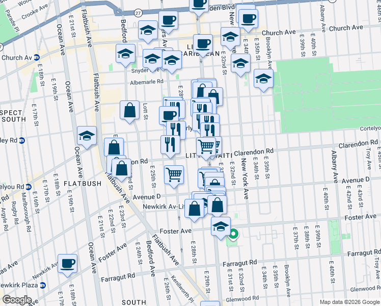 map of restaurants, bars, coffee shops, grocery stores, and more near in Brooklyn
